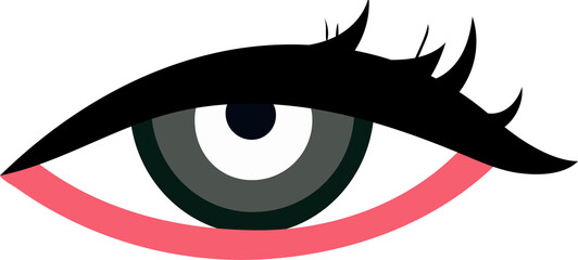 Gray female eye. Business card idea, vector typography