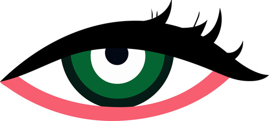 Green female eye. Business card idea, vector typography