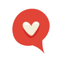 quick message with heart icon vector illustration. Trendy design romantic valentine texting with speech bubble isolated. Couple lover romance sticker with. Clipart. Vector illustration