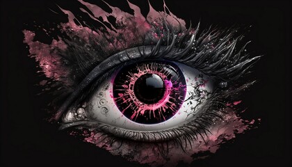 gros plan d'un oeil rose , généré par IA