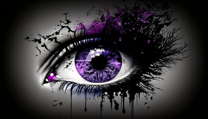 gros plan d'un oeil violet , généré par IA