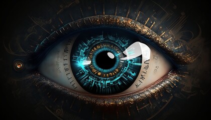 gros plan d'un oeil bleu  , généré par IA