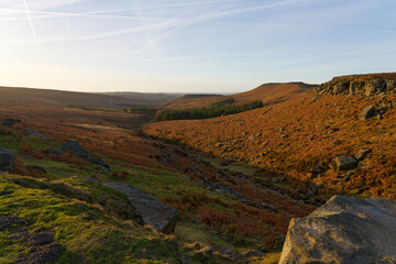 Winter sunrise in Burbage Valley near Sheffield