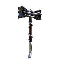 Fototapeta premium 3d render illustration fantasy silver double hammer isolated