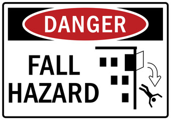 Fototapeta premium Fall hazard sign and labels