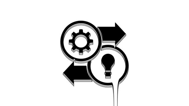 Black Human resources icon isolated on white background. Concept of human resources management, professional staff research, head hunter job. 4K Video motion graphic animation