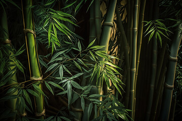 Green background of a bamboo forest - obrazy, fototapety, plakaty