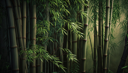 Green background of a bamboo forest