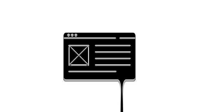 Black Browser window icon isolated on white background. 4K Video motion graphic animation