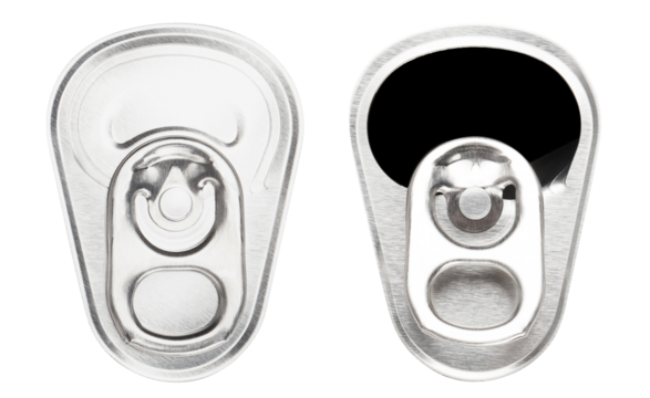 Closed and open aluminum can lid cut out