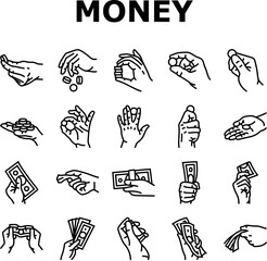 Fototapeta premium money cash payment dollar finance icons set vector