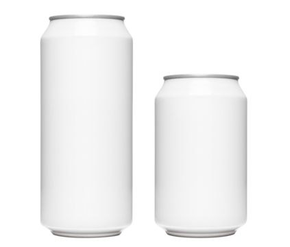 White 500ml and 330ml aluminium cans cut out