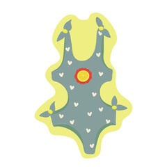 Beautiful blue swimsuit with hearts. sticker isolated on a white background. Swimming. Summer and vacation. Vector illustration. Clipart. Vector illustration