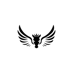 Pegasus horse vector illustration for a symbol or logo icon. Pegasus template logo 