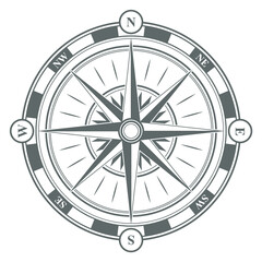 Marine travel symbol. Old map compass. Navigation icon