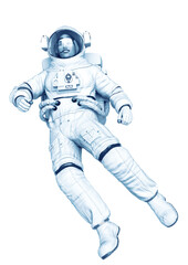 astronaut float back pose in a white background