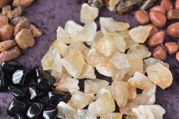 Multi-colored natural stones. Gems. Decorations