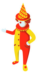 Clown character. Cartoon funny artist. Circus perfomer