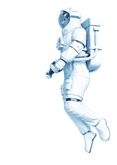 astronaut space walking in a white background