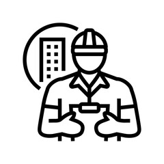engineer construction worker line icon vector illustration