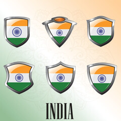 Flat design India national icon shield
