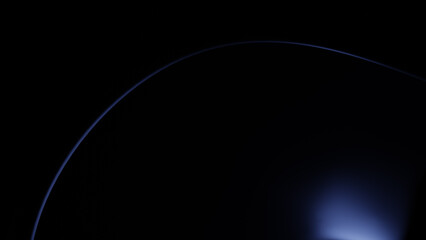 Illustration of a beautiful abstract dark blue curved flowing geometrical shape isolated over a black background - 3D illustration, rendering