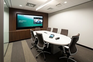 Corporate Boardroom Utilizing Technology for Virtual Meetings