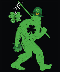St Patricks Day Bigfoot Irish Sasquatch Saint Paddy&rsquo;s Gift T-Shirt design.