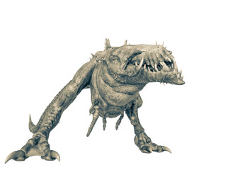 Fototapeta premium alien animal is anbush pose in a white background