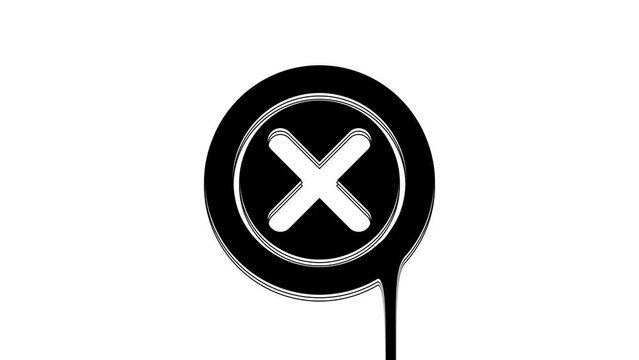 Black X Mark, Cross in circle icon isolated on white background. Check cross mark icon. 4K Video motion graphic animation