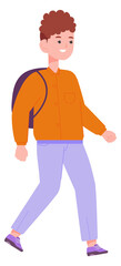 Fototapeta premium Boy going to school with backpack. Happy kid student