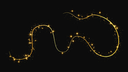 Gold glittering confetti wave and stardust