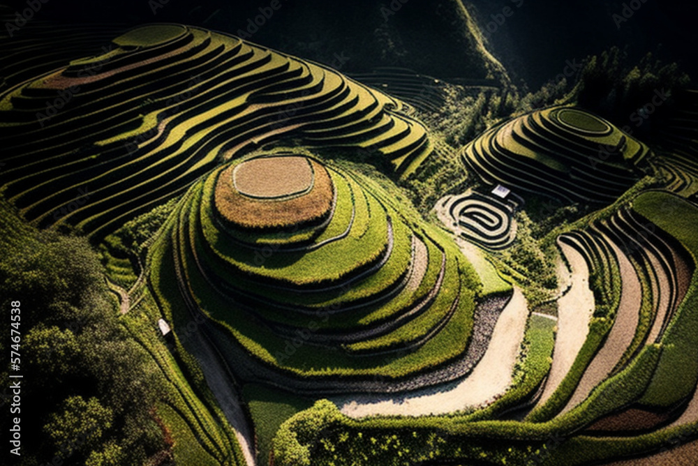 Wall mural terraced fields