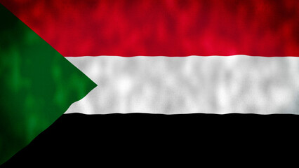 The Sudanese flag flutters in the wind illustration, the national flag of Sudan flutters illustration, in 4k resolution. High quality 4k illustration.