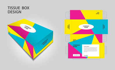 Tissue box packaging design on geometric background, box mockup, 3d box, Can be use place your text and logos and ready to go for print, Product design, Label design, Packaging design template vector