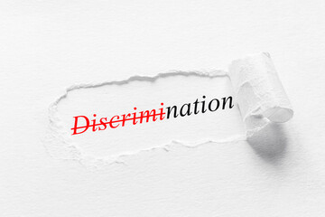 crossed out inscription discrimination concept zero discrimination, stop discrimination