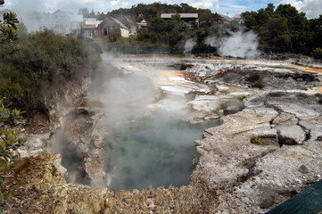 geothermal activity pool in waiotapu north island new zealand