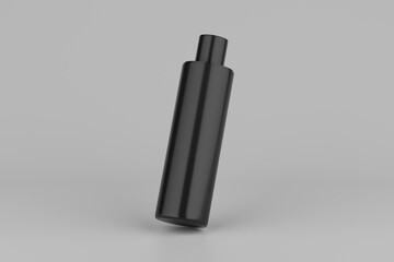 Black Plastic Shampoo  Multiple Cosmetic Bottle Mockup. 3D Rendering