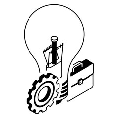 Fintech Startup Idea  Concept Vector isometric outline Icon Design , Business Finance Symbol, Treasury and Capital Budget Sign, Financial Planning, Analysis and Control stock illustration