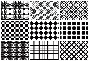 黒色のシームレスパターンのセット