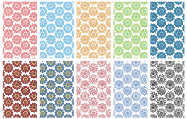 アブストラクトな花柄のシームレスパターンのセット