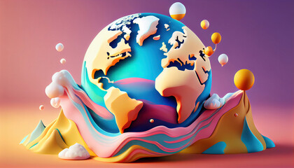 World environment and earth day 3D illustration. Generative AI. 