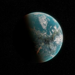 3D illustration of an exoplanet.