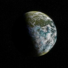 3D illustration of an exoplanet.