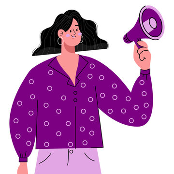 recommend clip art: Ilustraci√≥n vectorial de una mujer sujetando un meg√°fono en el D√≠a Internacional de la Mujer el 8 de Marzo