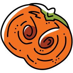 Persimmon Diospyros, fruit harvest cartoon vector icon in doodle style