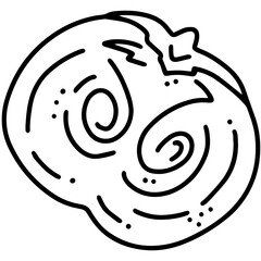 Persimmon Diospyros, fruit harvest linear cartoon vector icon in doodle style