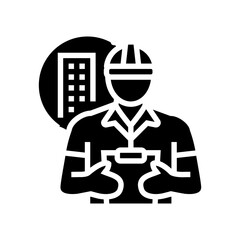 engineer construction worker glyph icon vector illustration