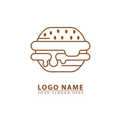 burger shape line vector logo icon.