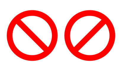 red prohibition sign on white background